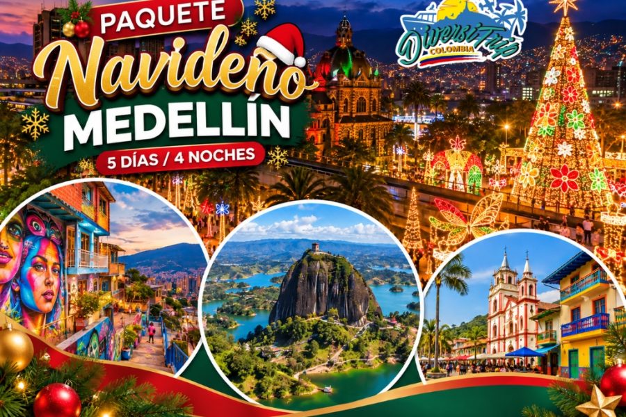 Paquete Navideño Medellín 5 días 4 noches con alumbrados, Comuna 13 y Guatapé