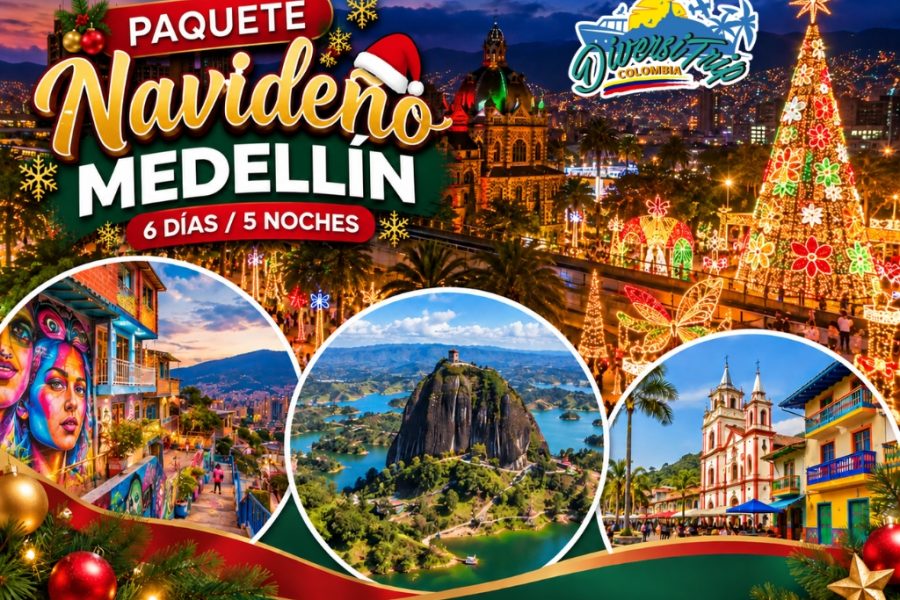 Paquete Navideño Medellín 6 días 5 noches con alumbrados, Comuna 13 y Guatapé